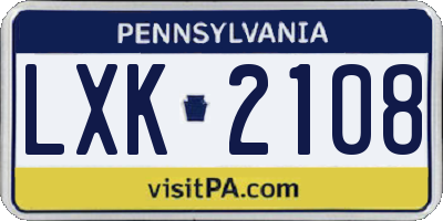 PA license plate LXK2108