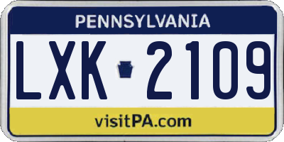 PA license plate LXK2109