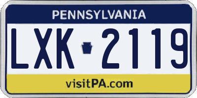 PA license plate LXK2119