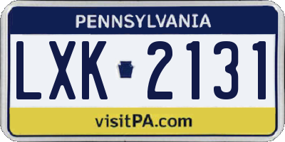 PA license plate LXK2131