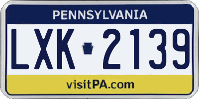 PA license plate LXK2139