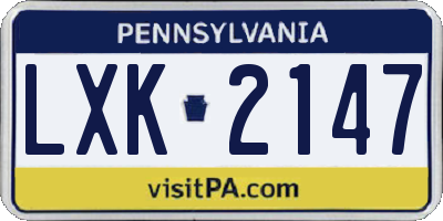 PA license plate LXK2147