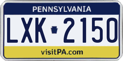 PA license plate LXK2150