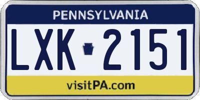 PA license plate LXK2151