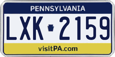 PA license plate LXK2159