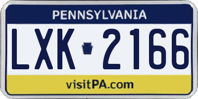 PA license plate LXK2166