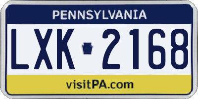 PA license plate LXK2168