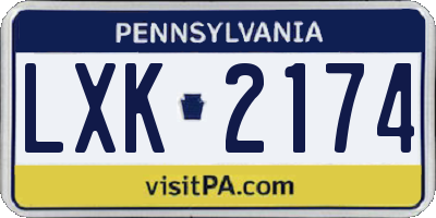 PA license plate LXK2174