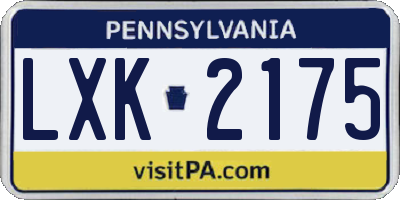 PA license plate LXK2175