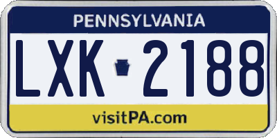PA license plate LXK2188