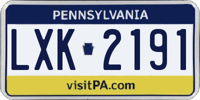 PA license plate LXK2191