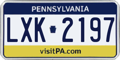 PA license plate LXK2197