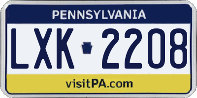 PA license plate LXK2208