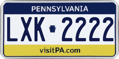 PA license plate LXK2222