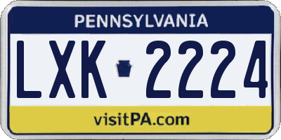 PA license plate LXK2224