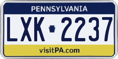 PA license plate LXK2237
