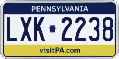 PA license plate LXK2238