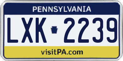 PA license plate LXK2239