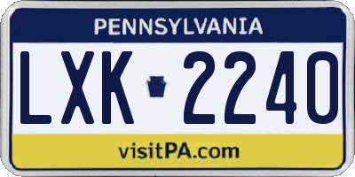 PA license plate LXK2240
