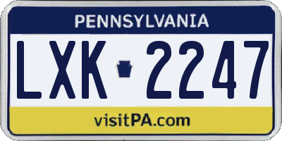 PA license plate LXK2247