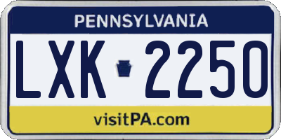 PA license plate LXK2250