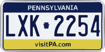 PA license plate LXK2254