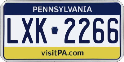 PA license plate LXK2266