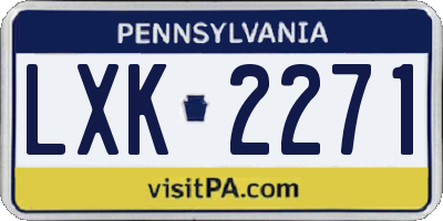 PA license plate LXK2271