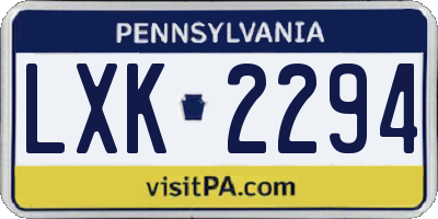 PA license plate LXK2294