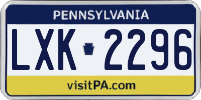 PA license plate LXK2296