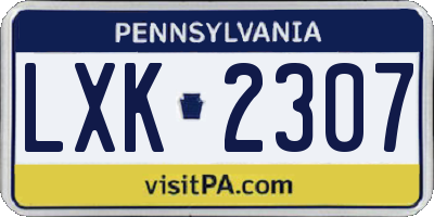PA license plate LXK2307