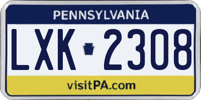 PA license plate LXK2308