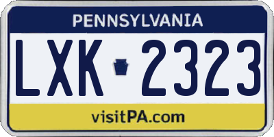 PA license plate LXK2323