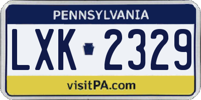 PA license plate LXK2329