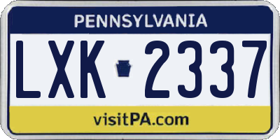 PA license plate LXK2337