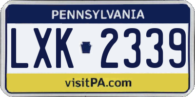 PA license plate LXK2339