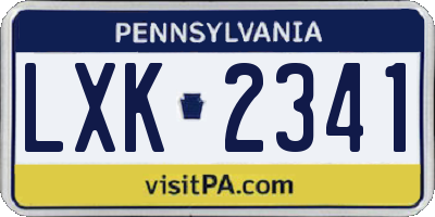 PA license plate LXK2341
