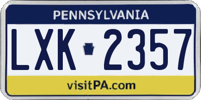 PA license plate LXK2357