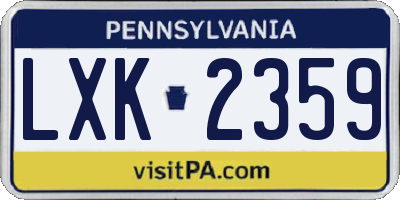 PA license plate LXK2359