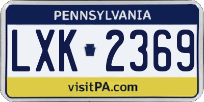 PA license plate LXK2369