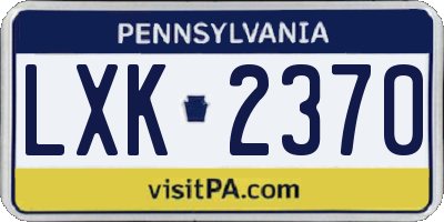 PA license plate LXK2370