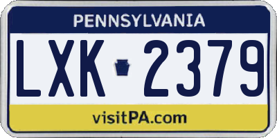 PA license plate LXK2379