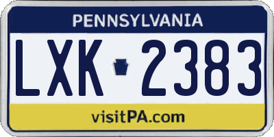 PA license plate LXK2383