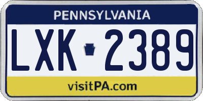 PA license plate LXK2389
