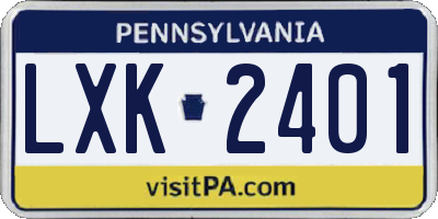 PA license plate LXK2401