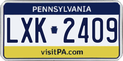 PA license plate LXK2409