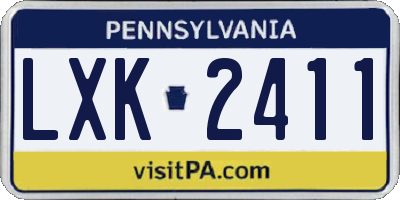 PA license plate LXK2411