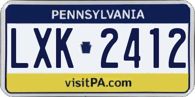 PA license plate LXK2412