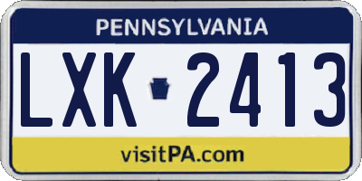 PA license plate LXK2413