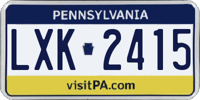PA license plate LXK2415